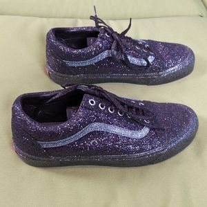 Vans Men's Sz 10 OG Old Skool LX Sneakers Black Glitter Excellent